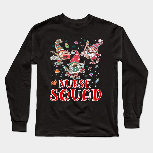 Christmas Nurse Squad Gnomies Funny Long Sleeve T-Shirt by wizardwenderlust